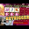 RETRIGGERS! Lucky Ladys Charm 6 BIG WIN – HUGE WIN – Slots (4 euro bet)