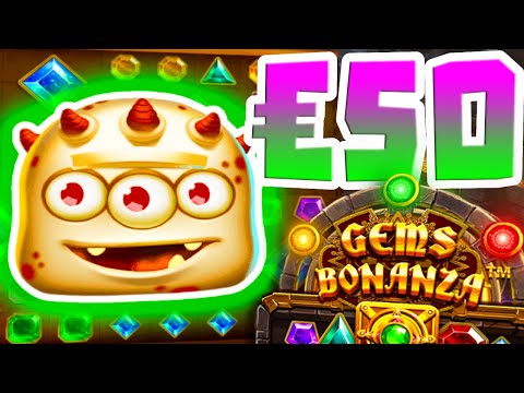 GEMS BONANZA 💎 SLOT BIG WIN BONUS BUY AND A HUGE GARGATOON😱 €50 MAX BET UNBELIEVABLE MUST SEE‼️