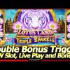 Lotus Land Triple Sparkle Slot Machine – NEW Slot, Double Bonus Trigger!  Live Play and Free Spins!