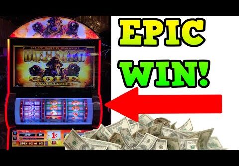 EPIC WIN ON BUFFALO GOLD SLOT MACHINE! 63 FREE GAMES WON! 3 REEL SLOTS