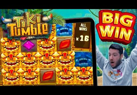 ITS A WILDLINE!! Tiki Tumble Going Off! Online Slot Big Win!