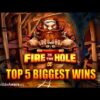 Top 5 BIGGEST WINS on FIRE IN THE HOLE slot