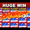 **HUGE WIN** Baywatch 3D Slot – FIRST “LIVE” LOOK – * LIVE PLAY* – Slot Machine Bonus
