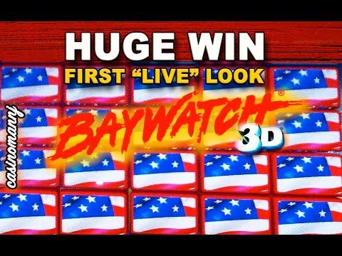 **HUGE WIN** Baywatch 3D Slot – FIRST “LIVE” LOOK – * LIVE PLAY* – Slot Machine Bonus