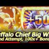 Buffalo Chief Slot Machine – BIG WIN Free Spins!  100x+ Bonus in 2nd Attempt in Las Vegas