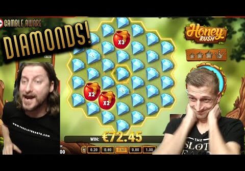 FULL SCREEN DIAMONDS ON HONEY RUSH! BIG WIN!