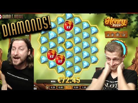 FULL SCREEN DIAMONDS ON HONEY RUSH! BIG WIN!