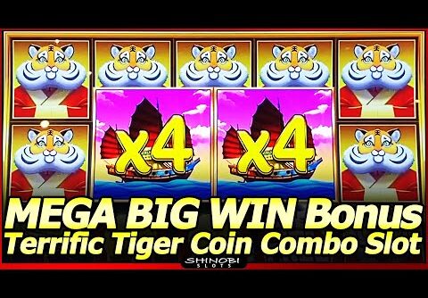 MEGA BIG WIN Bonus! 16x Multipliers in NEW Terrific Tiger Coin Combo Slot Machine!