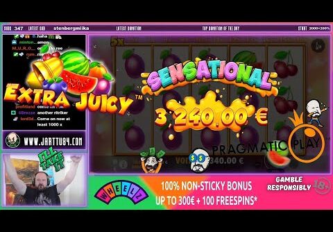 Retriger!! Mega Big Win From Extra Juicy Slot!!