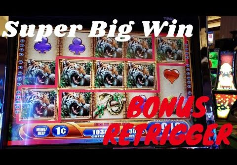 **Queen of the Wild** WMS Slot, Bonus Retrigger and Super Big Win