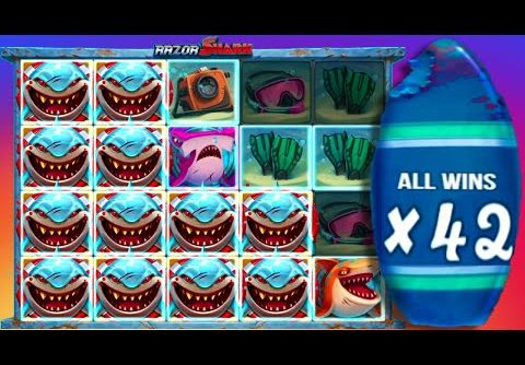 RAZOR SHARK 🦈 BONUS HUNT €20 BET MY BIGGEST SLOT WIN OF 2021 INSANE RECORD 🏆🏆🏆42X MULTIPLIER‼️😱