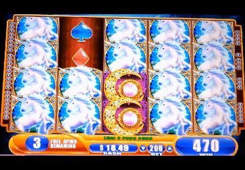 MEGA BIG WIN! MAX BET! Mystical Unicorn Bonus WMS Slot Machine