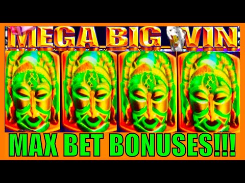 **MEGA BIG WIN!!!** MAX BET BONUSES! King of Africa WMS Slot Machine