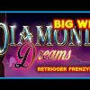 RETRIGGER FRENZY! Quad Shot Diamond Dreams Slot – BIG WIN BONUS!