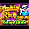HUGE WIN! Stinkin’ Rich Skunks Gone Wild Slot – ALL FEATURES, AWESOME!!