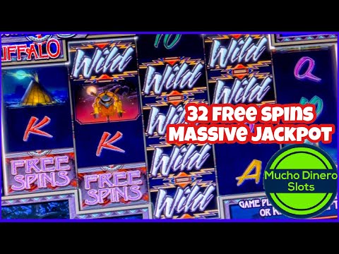 MY BIGGEST JACKPOT ON BUFFALO SLOT 🟢 MAX BETS 🟢 HIGH LIMIT 🟢 I GOT 32 FREE GAMES ALL HUGE WINS