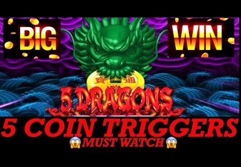 🔥 BIG WIN 🥳 5 SYMBOL COIN TRIGGERS on 5 DRAGONS RAFID SLOT MACHINE 🤩 POKIE WINS