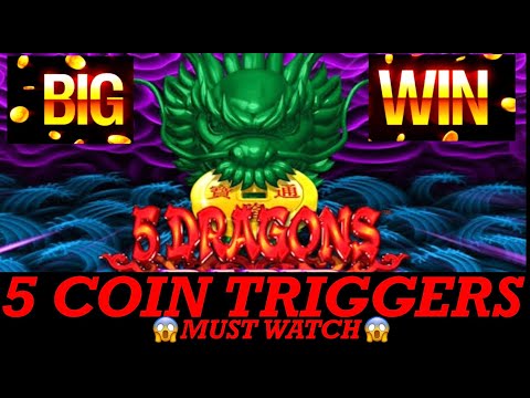 🔥 BIG WIN 🥳 5 SYMBOL COIN TRIGGERS on 5 DRAGONS RAFID SLOT MACHINE 🤩 POKIE WINS