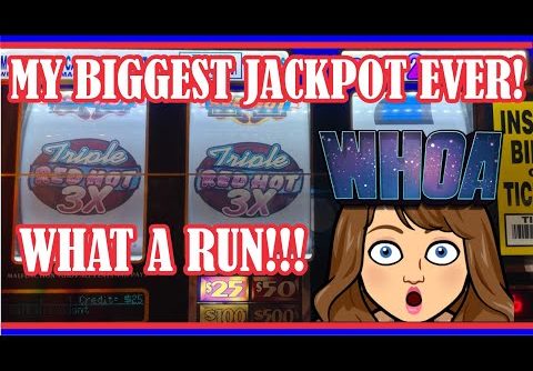 🔴My BIGGEST SLOT MACHINE JACKPOT Caught Live! 🔥 Triple Red Hot 7s & Top Dollar! MASSIVE JACKPOT!!♥️