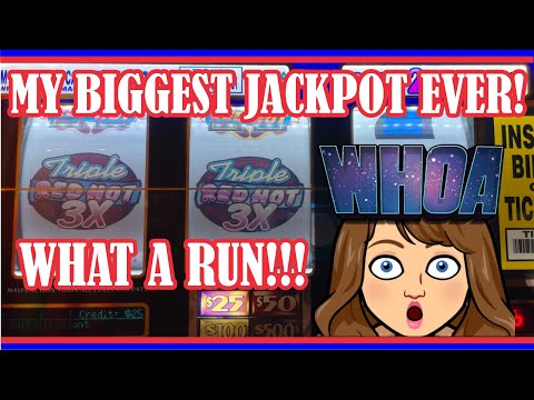 🔴My BIGGEST SLOT MACHINE JACKPOT Caught Live! 🔥 Triple Red Hot 7s & Top Dollar! MASSIVE JACKPOT!!♥️