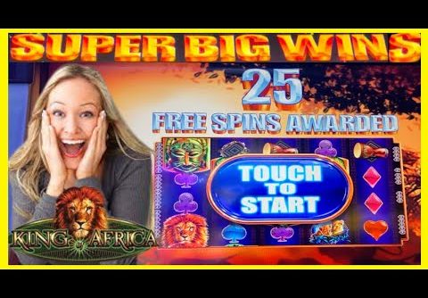 **SUPER BIG WINS!**🦁25 FREE SPINS! King of Africa Slot Machine Bonus WMS