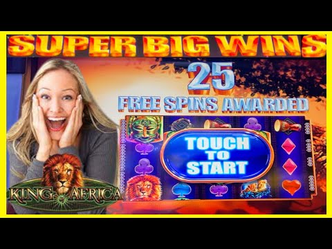 **SUPER BIG WINS!**🦁25 FREE SPINS! King of Africa Slot Machine Bonus WMS