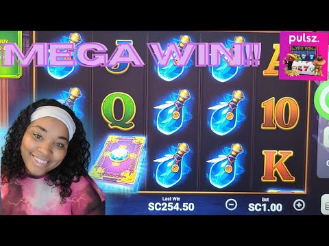 MEGA WIN on BOOK OF WIZARD crystal chance. $1 Bet!! {Pulsz Online Casino} #onlineslots