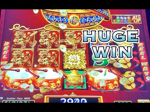 HUGE WIN: DANCING DRUMS SLOT MACHINE (MAX BET)