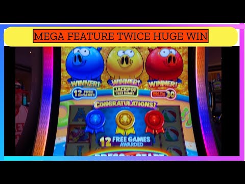 HUGE WIN MEGA FEATURE RICH LITTLE PIGGES AT BEAU RIVAGE CASINO BILOXI MS