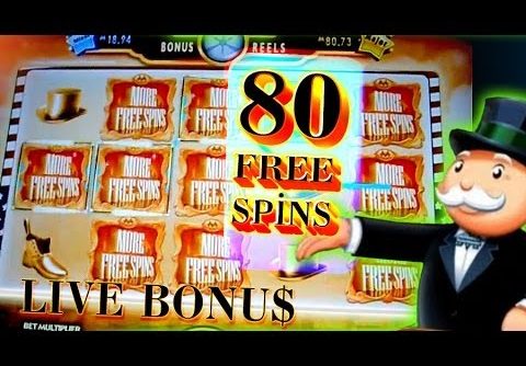80 Free Spins Super Monopoly BIG WIN + Live Bonuses – 5c Wms Video Slots