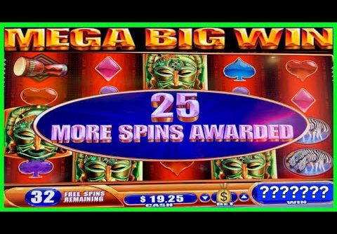 **MEGA BIG WIN!**🦁RETRIGGERS! King of Africa WMS Slot Machine Bonus Wins