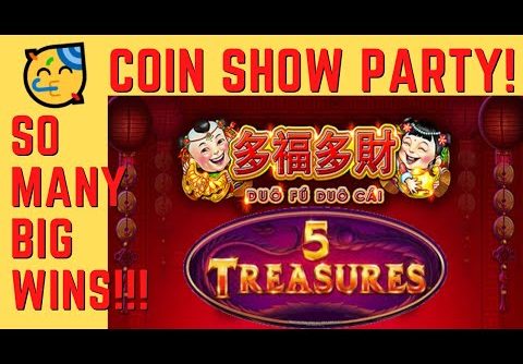 SUPER BIG WINS on 5 TREASURES SLOT MACHINE POKIE!  INCREDIBLE BONUS WINS!!!