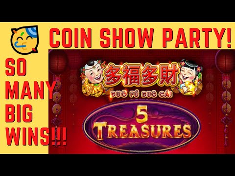 SUPER BIG WINS on 5 TREASURES SLOT MACHINE POKIE!  INCREDIBLE BONUS WINS!!!