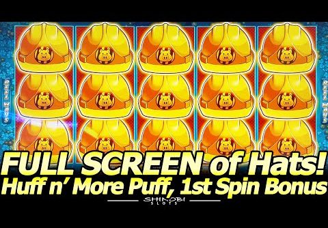 A FULL SCREEN of Hats! NEW Huff n’ More Puff slot 2nd Attempt! 1st Spin Bonus and Back-to-Back Bonus