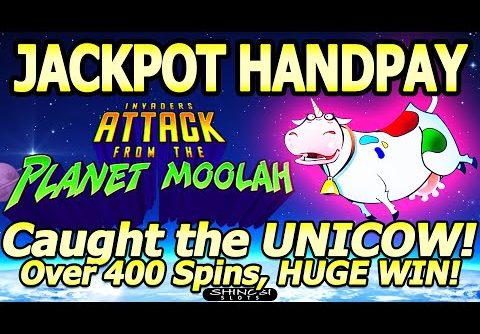 JACKPOT HANDPAY! UNICOW CAUGHT in my 1st Attempt! Invaders Attack from the Planet Moolah, HUGE WIN!!