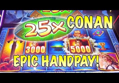 ⚔️ Amazing SUPER FUN Handpay on Conan Slot + BIG WINS! ⚔️