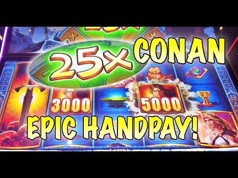 ⚔️ Amazing SUPER FUN Handpay on Conan Slot + BIG WINS! ⚔️