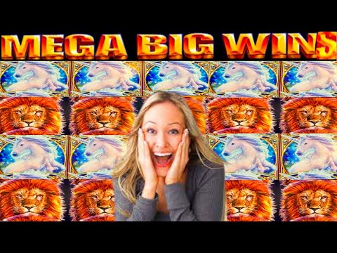 **MEGA BIG WINS!** Mystical Unicorn & King of Africa WMS Slot Machine Bonus