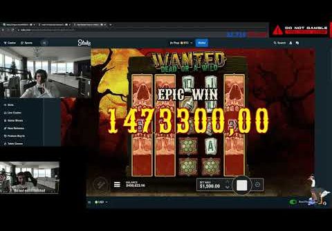 BIG WIN ! Trainwreckstv HIT 1.5M ON WANTED DEAD OR A WILD BASE GAME !! INSANE WIN ! TRAINWRECKSTV BI