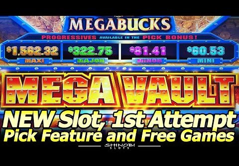 NEW MegaBucks MEGA VAULT Slot Machine – Live Play, Jackpot Picking Feature and 2 Free Spins Bonuses!