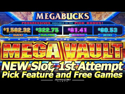 NEW MegaBucks MEGA VAULT Slot Machine – Live Play, Jackpot Picking Feature and 2 Free Spins Bonuses!