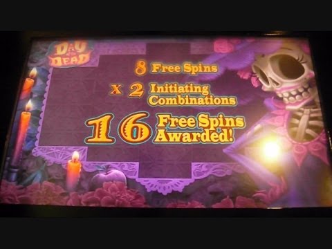 Day of the Dead NICKELS BIG WIN Slot Machine Bonus Round 16 Free Games Win