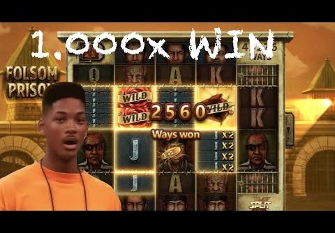 EPIC 100 DOLLAR BET SIZE LANDS MASSIVE WIN ON FOLSOM PRISON SLOT #34