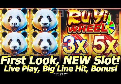 FIRST LOOK! Ru Yi Wheel Panda Slot Machine by Konami! Big Win Line Hit, Wheel Bonus and Free Games!