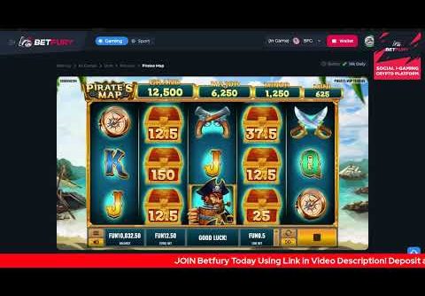 Mega Win On Pirates Map Slot Machine On Betfury Crypto Gaming! Demo Game! Play To Win! #BFoverview