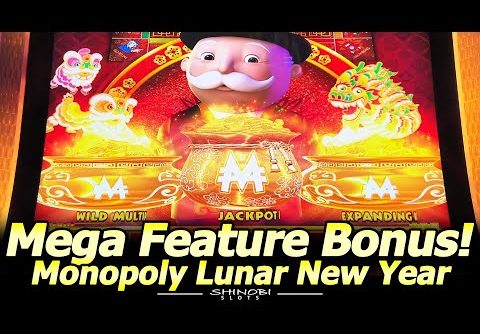 Mega Feature Bonus! Monopoly Lunar New Year Slot Machine – Triggered All 3 Features, Live Play/Bonus