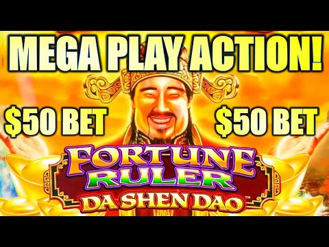 MEGA PLAY ACTION!? $50.00 BET FEATURE! FORTUNE RULER DA SHEN DAO Slot Machine (SG)