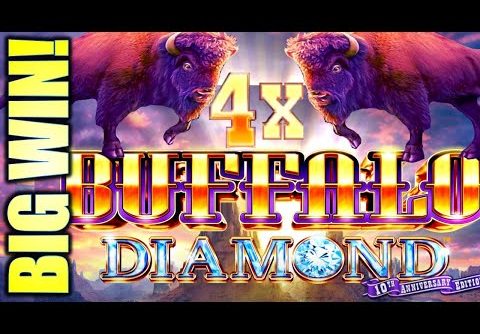 BUFFALO DIAMOND BIG WIN! π FINALLY GOT THE 4X SPINS! Slot Machine (Aristocrat)