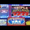 OLD SCHOOL CLASSIC SLOTS: TRIPLE LUCKY MAGIC 7777 + MEGABUCKS TRIPLE STARS SLOT PLAY! NICE WINS!