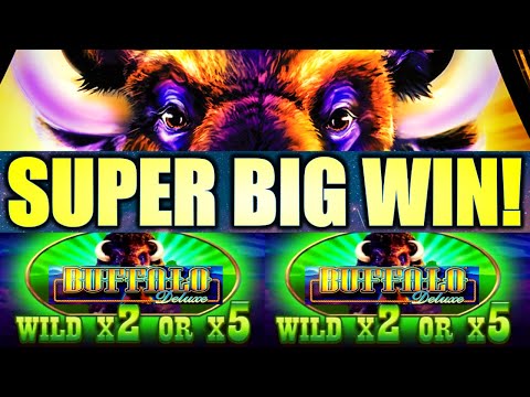 SUPER BIG WIN!! BUFFALOOOO!!! BUFFALO DELUXE Slot Machine (Aristocrat Gaming)
